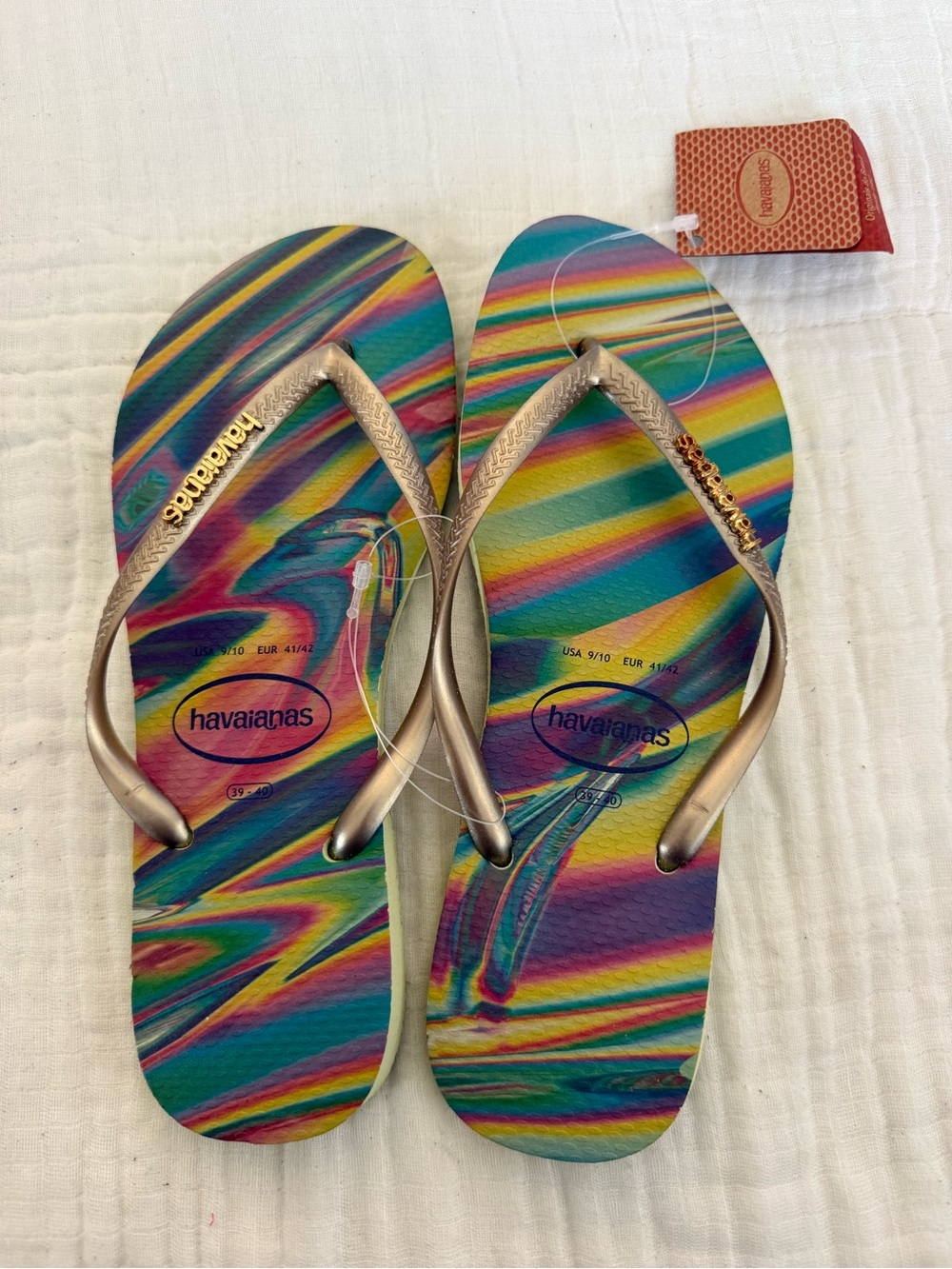 NWT Havaianas Women's Slim Iridescent Flip Flop Women’s Size 9/10 EU 41/42